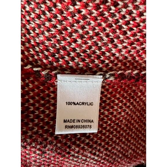 Birch NY Red Black Plaid Open Front Longline Cardigan Sweater – Size L - Picture 6 of 7